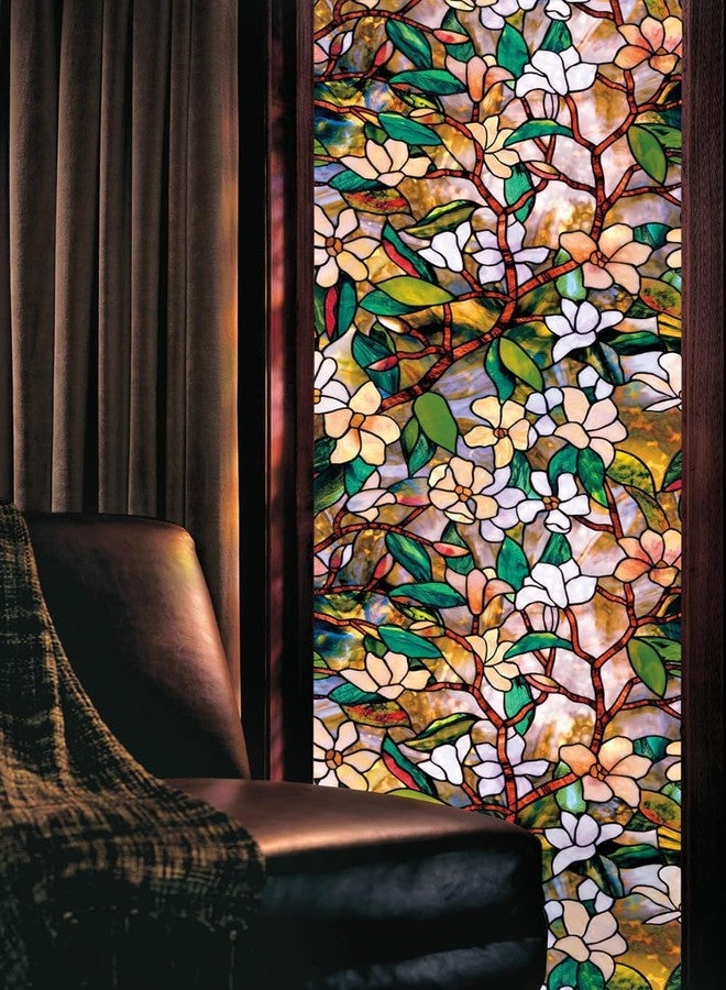 MUNIKESH CREATION Window Privacy Film Frosted Glass Window Film Sun Blocking Window Tinting Film for Home, Clings Removable Frosting Bathroom Door - Lily (16x144 Inch) - Image 1